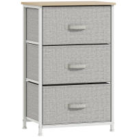HOMCOM Cómoda con 3 Cajones de Tela, Cómoda para Dormitorio, Marco de Acero, Cajonera para Salón, Oficina, Vestidor, Gris - details 0