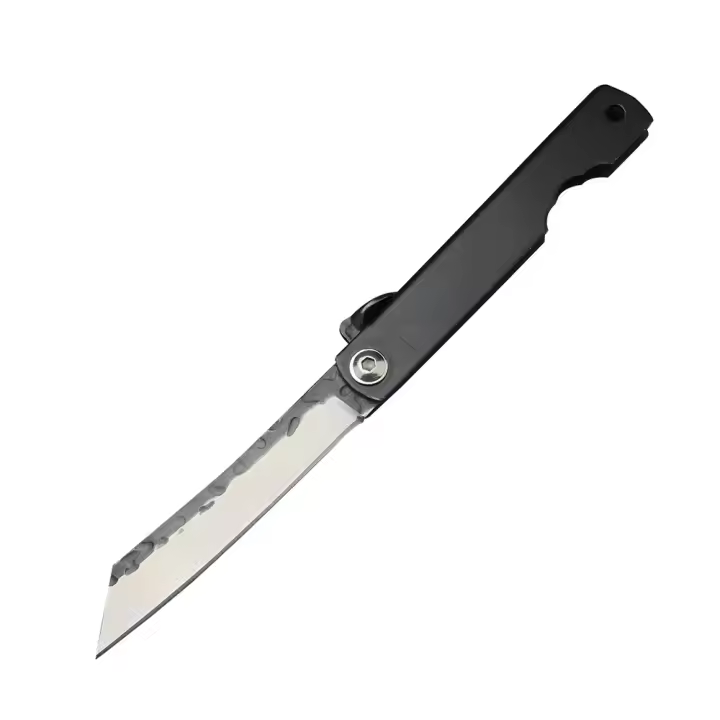 Cuchillo De Bolsillo Mini Higonokami Con Hoja De Acero Damasco Y Mango De Latón Para Camping Y Uso Táctico Multifuncional Herramienta De Mano - 1