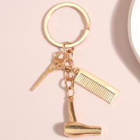Llavero De Estilista Nuevo Llavero De Cabello Para Salon Llavero De Secador De Pelo Tijeras Peine Regalos Para Mujeres Y Hombres Joyería DIY Material Metálico Estilo Antiguo Plata - details 4