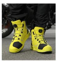 Botas De Motocicleta Para Mujer En Cuero Negro Resistente Al Agua Con Cordones Rápidos Botines De Motocross Para Hombres - details 31
