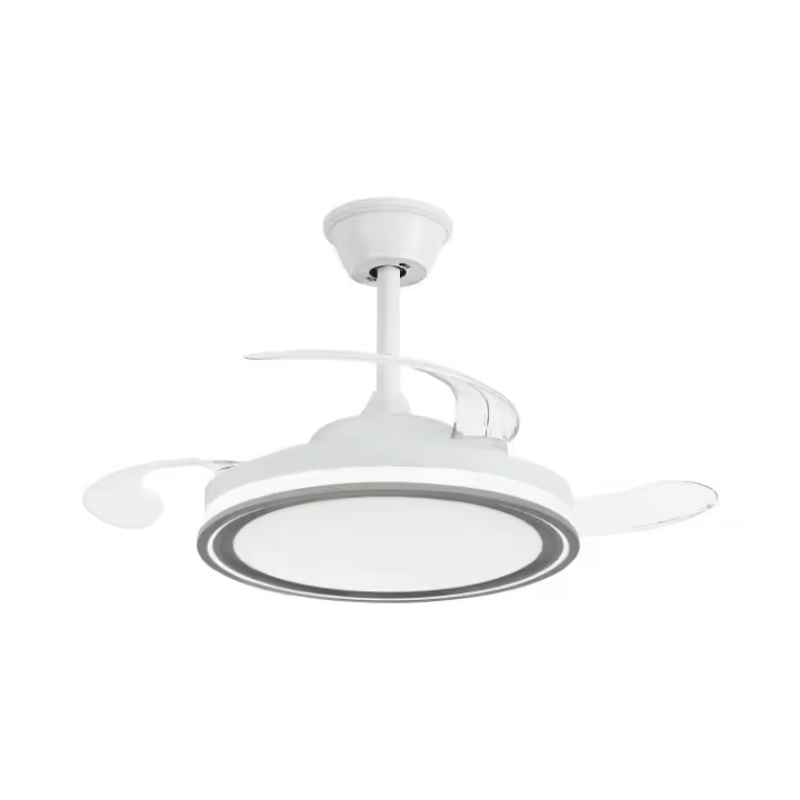 Ventilador de techo color Blanco-Gris,Palas retráctiles,Motor DC , LED Regulable y Memory. Con Mando. 8941-40 WH + GR - 1