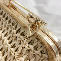 Bolso De Noche Elegante Para Mujer Con Cadena Dorada Bolso De Mano Tejido Manual Para Fiesta Banquete Clutch De Hombro Cruzado - details 11