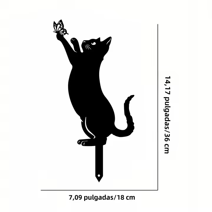 1Pc Destacado De Gato Familiar Para Jardín Decorativo Silueta Animal Para Exterior Decoración De Jardín Y Paseo - 1