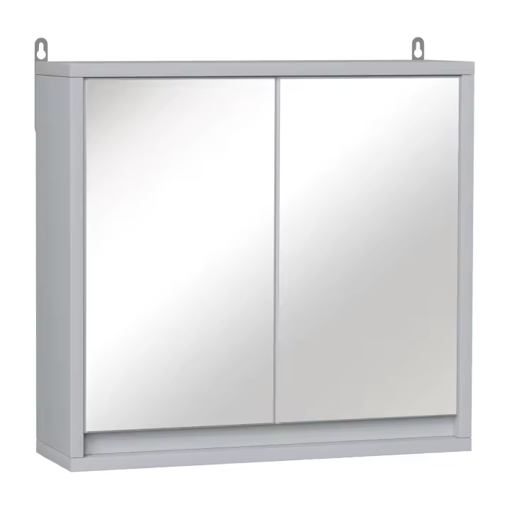 HOMCOM Armario de Baño con Espejo con 2 Puertas y Estante Ajustable Mueble Colgante de Baño para Aseo Estilo Moderno 48x14,5x45 cm - 1