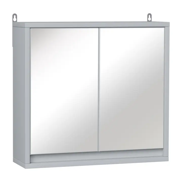 HOMCOM Armario de Baño con Espejo con 2 Puertas y Estante Ajustable Mueble Colgante de Baño para Aseo Estilo Moderno 48x14,5x45 cm - 1
