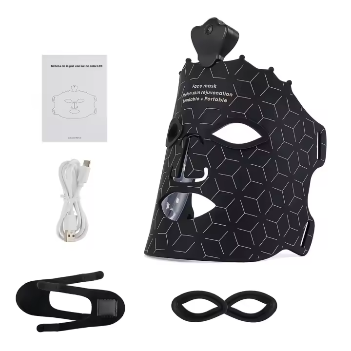 Máscara Facial De Silicona LED 3D Con Terapia De Luz Roja Para Belleza Y Cuidado De La Piel 7 Colores Reparación Y Blanchimente Sin Cable - 1