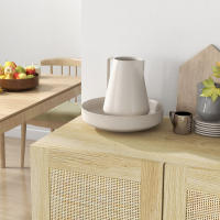 HOMCOM Aparador 2 Puertas de Rejilla de Ratán Aparador para Salón Nórdico con Estantes Ajustables para Comedor Entrada Dormitorio Natural 73x41x102 cm - details 3
