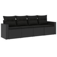 vidaXL Juego de sofás jardín 4 pzas con cojines ratán sintético Negro, Negro y crema, Marrón y crema Conjunto Terraza Muebles Jardín Exterior Juego de Muebles de jardín Mueble Jardín Exterior Muebles de Salon Exterior - details 1