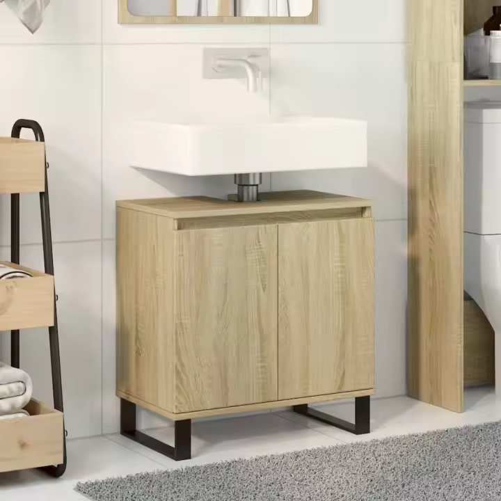 vidaXL Armario de baño madera de ingeniería roble Sonoma 58x33x60 cm - 1