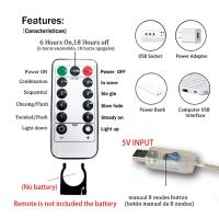 Luces De Cortina LED Con USB Y Control Remoto De 8 Modos Para Bodas Casas Fiestas Pared Ventanas Jardín Navidad Decoraciones - details 16