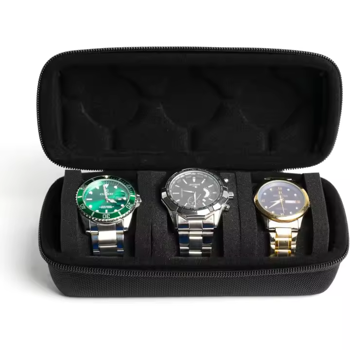 Caja de viaje de 3 Relojes, Caja de Transporte de Reloj Dura, se ajusta perfectamente a todos los tamaños de Relojes de hasta 2,36 - 1