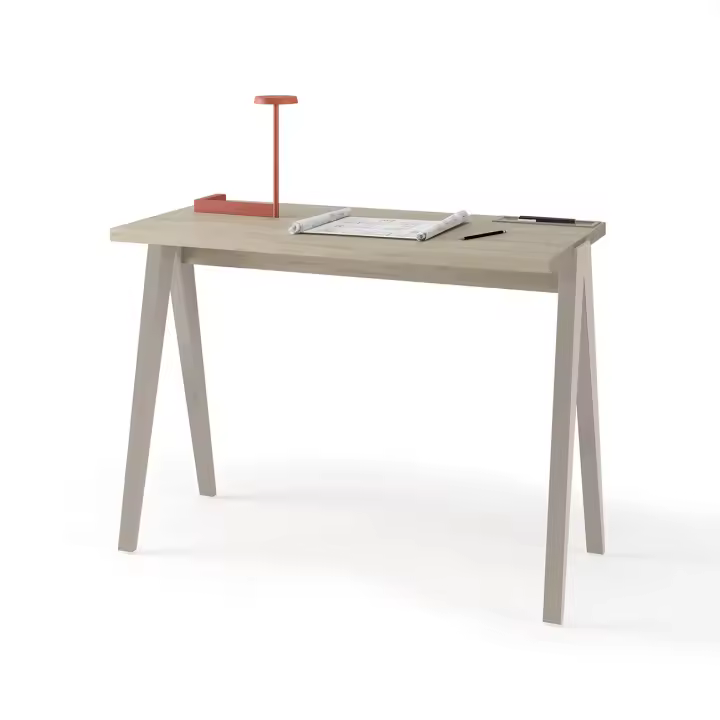 Escritorio de Herdasa modelo 629 de la colección COMPÁS, en melamina roble y patas lacadas - 1