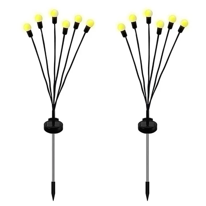 Paquete de 2 luces colgantes LED con energía solar, luces de luciérnaga para exteriores, luces solares para patio, lámpara de estaca para patio, camino, césped y jardín - 1