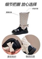 Botas Negras Brillantes Para Niñas 2024 Con Cierre Lateral Y Cordón Alta Comodidad Antideslizantes Talla True to Size Para Niños Estilo Británico Casual - details 2