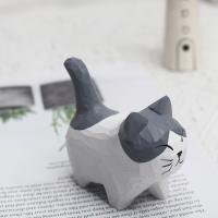 Adorno De Gato De Madera Hecho a Mano Ornamento De Animal Creativo Para Escritorio Decoración De Artesanía Tamaño Pequeño - details 0