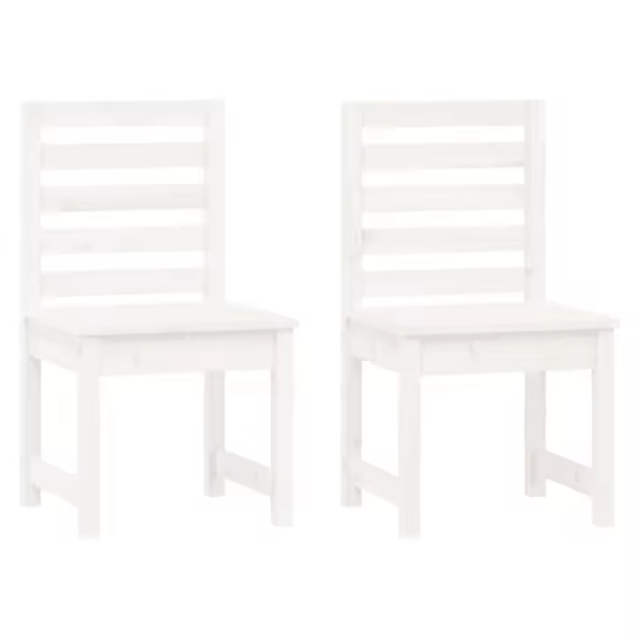 Sillas Jardín 2 UDS Madera Maciza Pino Blanco 50x48x91,5 cm - 1