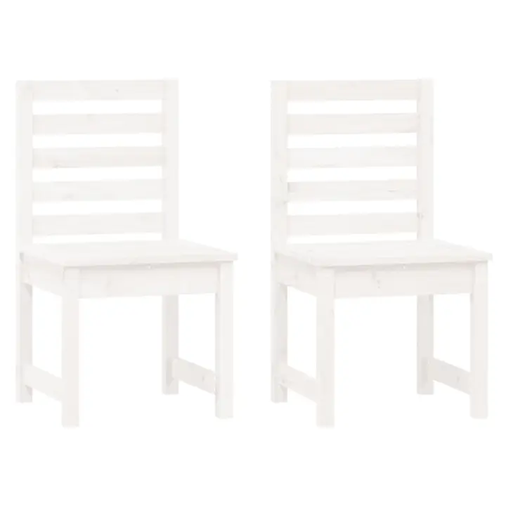 Sillas Jardín 2 UDS Madera Maciza Pino Blanco 50x48x91,5 cm - 1