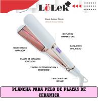 🔥 LoLek Planchita para Pelo Profesional | control de temperatura de hasta 220ºC con indicador digital| Placas de Cerámica | 50Watts de potencia | Cable Giratorio 360º | Luz Indicadora - details 0
