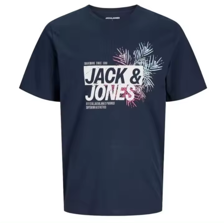 [Talla 3XL] Jack & Jones Hombre Camiseta de Algodón Mod JJECORP GRAPHIC TEE CNECK  Color BLACK Moda Casual Informal Primavera Verano Ref 268415 - 1