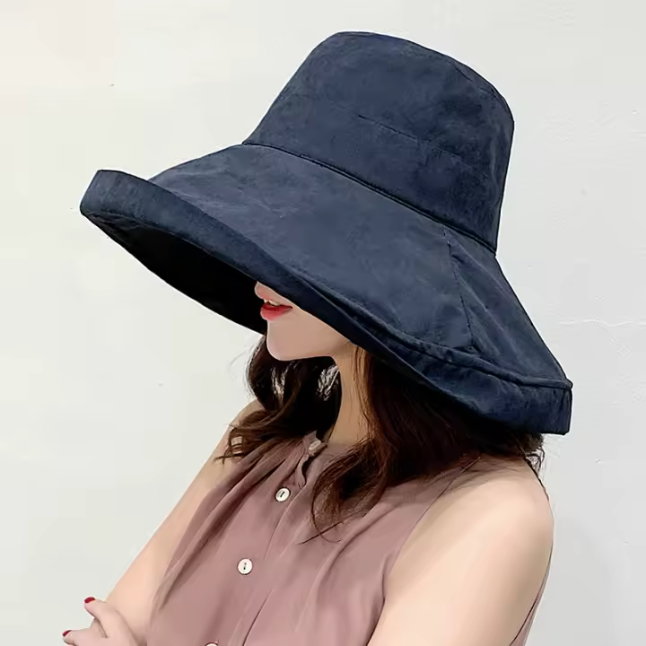 Gorro De Pescador Bicolor Para Mujer 2023 Sombrero De Bollo Con Gran Alas Sombreros De Verano Algodón Casual Unisex - 1