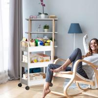 Carro De Almacenamiento Multicapa Para El Hogar Con Ruedas Para Cocina Dormitorio Y Baño Estante De Piso a Piso Organizador Móvil De Plástico - details 3