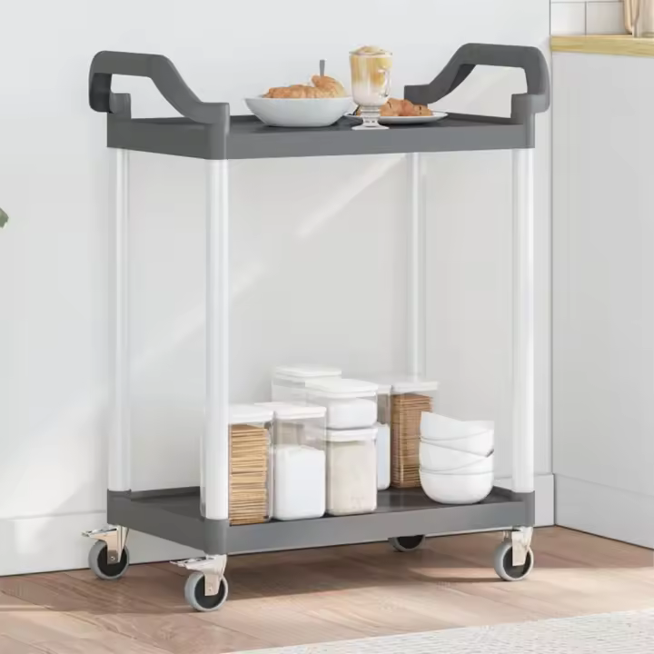 vidaXL Carrito de 2 niveles aluminio 81x41x92 cm en color Gris/Negro - 1