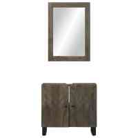vidaXL Conjunto de muebles de baño 2 piezas madera maciza mango negro - details 3