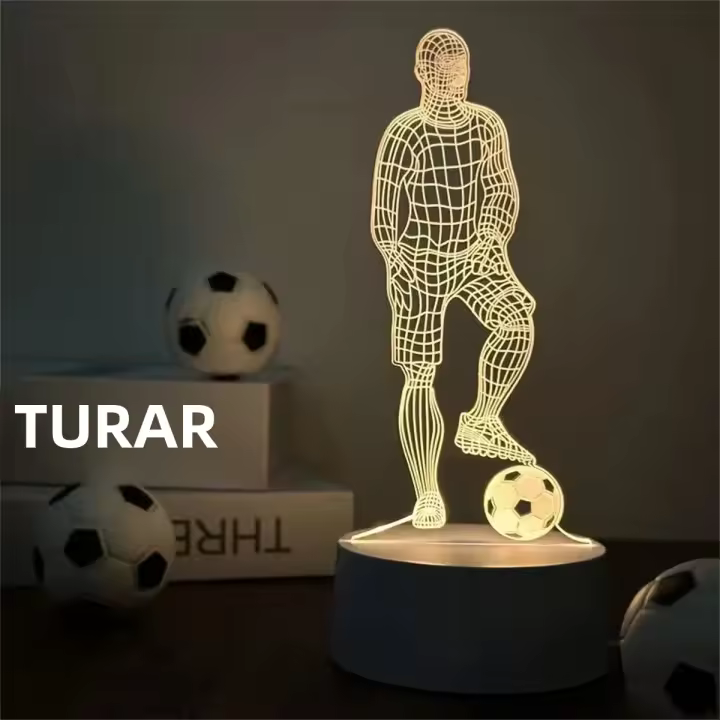 Lámpara De Ilusión Óptica 3D De Fútbol 1pc Con Toque Y Cambio De Color Ambiental 7 Colores Para Dormitorio Luz Nocturna LED ABS Fuente De Alimentación DC 5V - 1