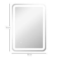 HOMCOM Espejo de Baño con Luces LED 50x70 cm Espejo de Pared Antivaho con 3 Temperaturas de Color Regulable y Función de Memoria Horizontal y Vertical - details 2