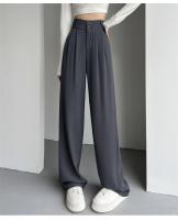 Pantalones Anchos De Pierna Para Mujer Cintura Alta Elegante Minimalista Primavera Verano Con Botones Y Bolsillos Talla Suelta - details 5