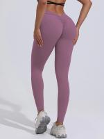 Pantalones De Yoga V-Forma Alta Rebound Levantamiento De Caderas Pleated Sudaderas Entrenamiento Correr Fitness Leggings De Yoga Para Mujer Cintura Elástica Material Poliéster Sin Bolsillos Transpirables Y Cómodos - details 25