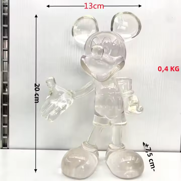 Figura De Resina Kawaii Disney Mickey Mouse 20cm Translúcida Decoración Para Escritorio Regalo Con Mano Beckoning Hand - 1