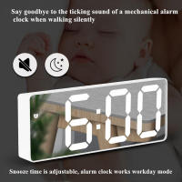 Acrylic/Mirror Digital Alarm Clock Voice Control (Powered By Battery) Table Clock Snooze Night Mode 12/24H Electronic LED Clocks - details 3