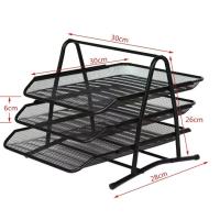 Rack De Almacenamiento Para Archivos De Tres Capas En Malla Metálica Con Cajón Para Oficina Organizador De Espacio - details 1