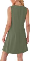 Vestido De Mujer Verano 2025 Con Bolsillos Cuello En O Manga Corta Sin Costuras Estilo Casual Largo De Rodilla Polyester - details 4