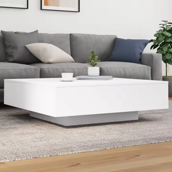 vidaXL Mesa de centro madera de ingeniería blanco 100x100x31 cm - 1