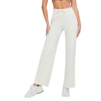 Pantalones de yoga nude para mujer,wide-leg pants high waist drape straight casual trousers drawstring pocket sports flared pants ropa deportiva mujer - details 4