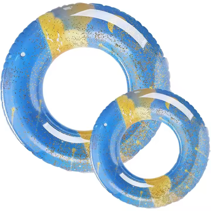 2Pcs Inflatable Swim Ring for Adult,Kids Swimming Rings,Inflatable Rubber Ring Pool Floats Transparent Floating Ring Swim Tube Rings for Girl Women Men Beach Summer Pool Party Water Sport - 1
