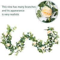 Vine Artificial De Eucalipto 180 Cm Flores De Rosa Gypsophila Para Decoración De Bodas Fiestas Navidad Guirnalda De Mesa - details 0