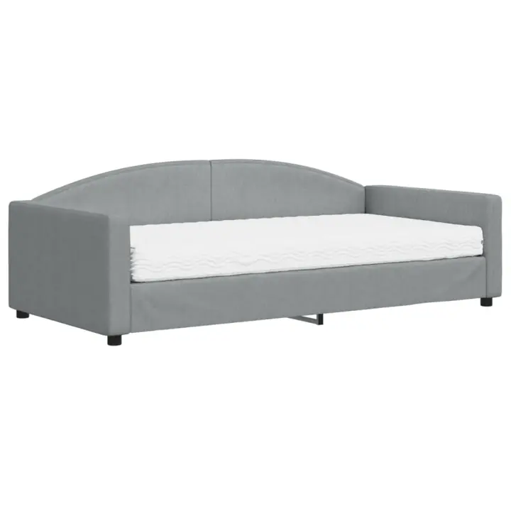 vidaXL Sofá cama con colchón tela gris claro 100x200 cm - 1