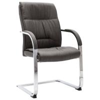 vidaXL Silla de oficina voladiza de tela en color Marrón/Gris/Taupé | cómodas modernas ergonómicas para comedor cocina salón hogar - details 1