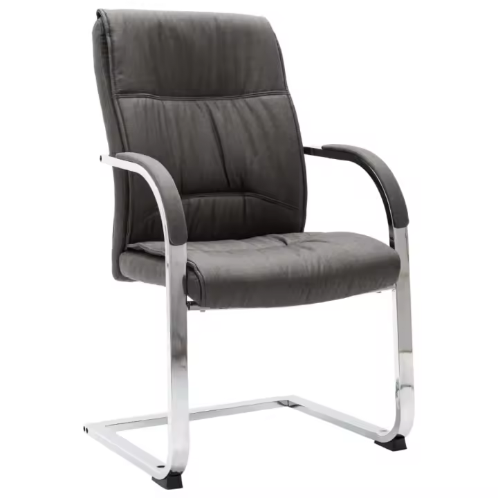 vidaXL Silla de oficina voladiza de tela en color Marrón/Gris/Taupé | cómodas modernas ergonómicas para comedor cocina salón hogar - 1