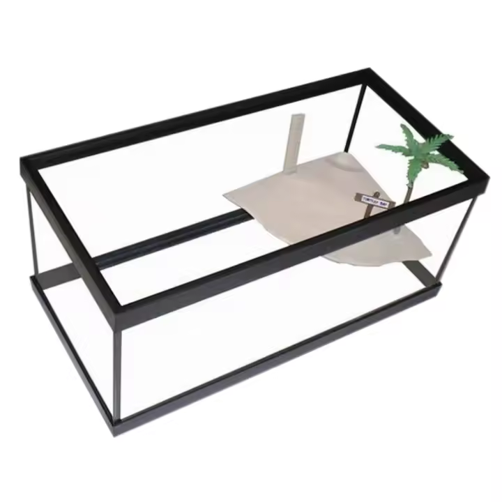 NESTQ Tortuguera Isla De Cristal, pecera para Tortugas, Recipiente para Tortugas, Tortugueras, Acuario para Tortugas terrario con Isla tamaño 42 CM S/T 13 L - 1