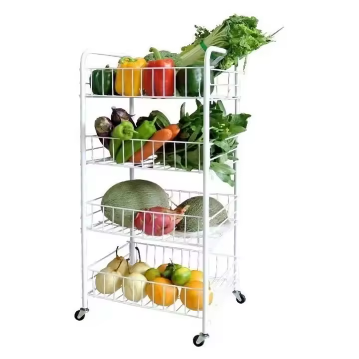 HOGUITA-Carrito Verdulero de Almacenaje para Cocina con Ruedas, Estantería de Metal de 3-4 Niveles, Estantes Multiusos para Cocina y Baño, 37x22x62cm/37x27.5x73.5cm - 1