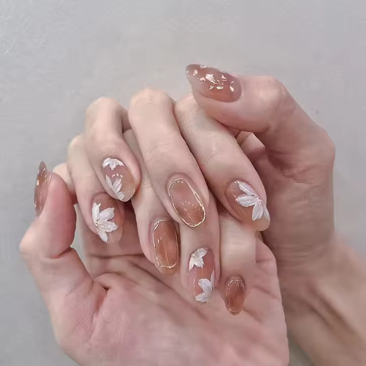 Uñas Postizas De Navidad 24 Pcs Tamaño Medio Patrón De Copo De Nieve Y Brillo Uñas Artificiales Brillantes Para Dedos Manicura Falsa - 1