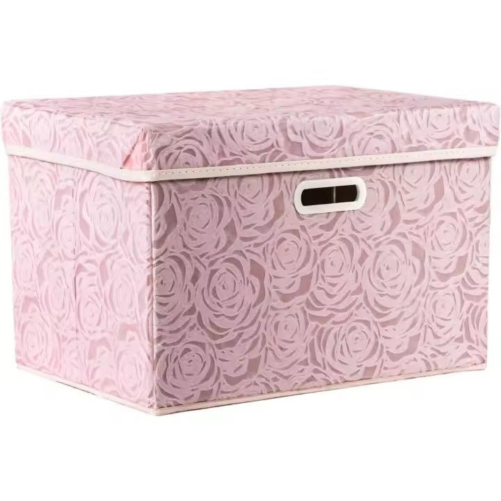 Cajas de Almacenamiento Plegables Grandes con Tapas [1 Paquete] Caja de Almacenamiento de Tela Decorativa Organizador de Cubos, Rosa 45 x 30 x 30 cm - 1