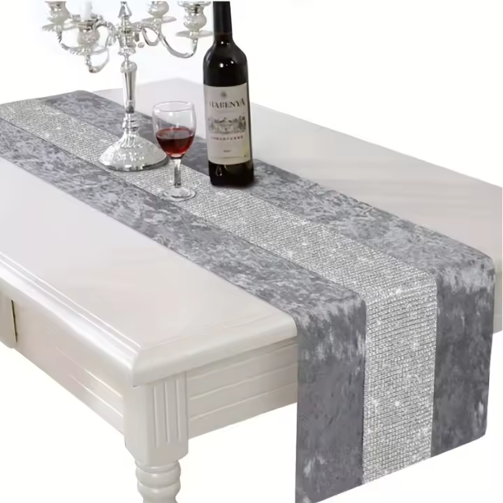1 Pieza De Corredor De Mesa Moderno De Color Sólido Con Estampado De Diamantes Brillantes Forma Rectangular Adecuado Para Casas Rurales Interior Cocina Aniversario Decoración De Mesa Artículos Domésticos - 1