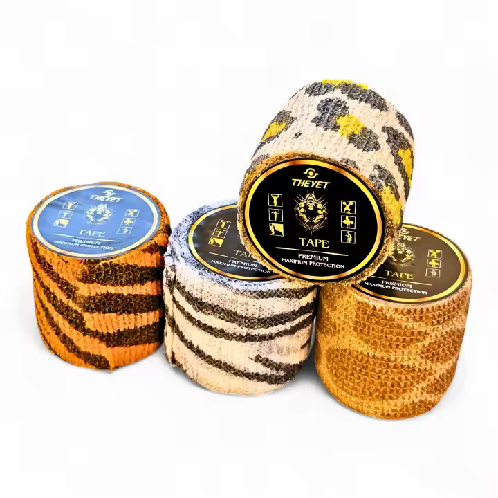 THEYET Tape Crossfit Dedos Animal Print | Cinta Adhesiva Elástica Esparadrapo Deportivo Halterofilia Hook Grip Pulgar | Venda Cohesiva Entrenamiento Levantamiento Pesas | Pack 4 o 12 Rollos 5cm x 5m - 1