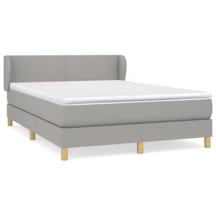 vidaXL Cama box spring con colchón tela gris claro 140x190 cm - 1