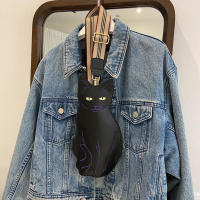 Bolso Bandolera De Cuero PU Negro Con Estampado De Gato Mujer Estilo Coreano Con Correa Ancha Bolso De Pecho Para Mujer Moda - details 6